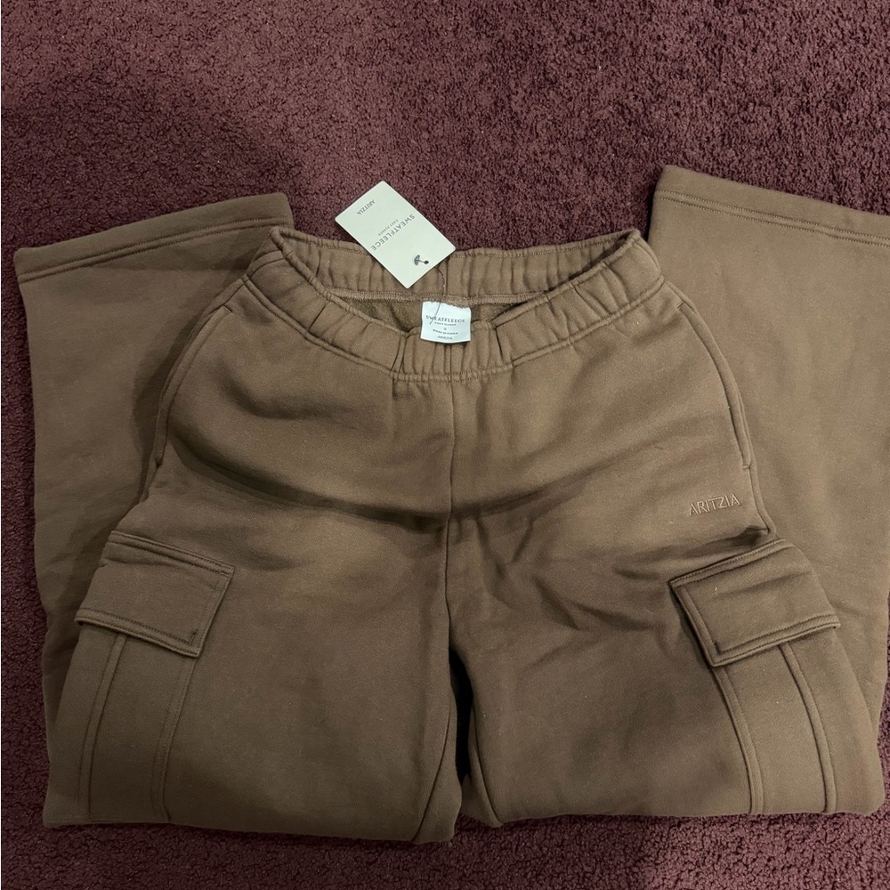 Aritzia Cozy Fleece Brown Sweatpants size small
